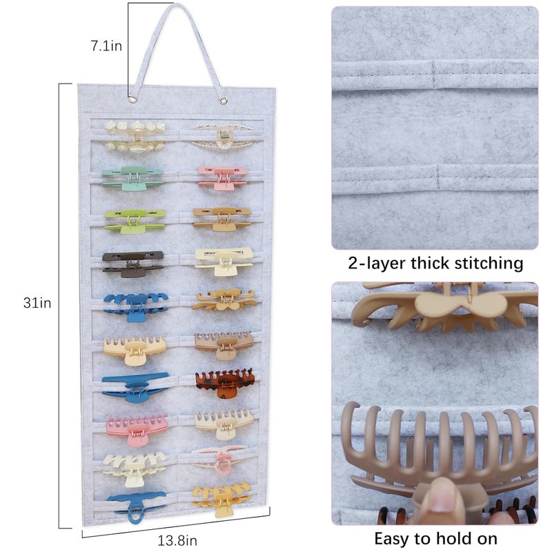 SMUK Claw Clip Organizer for Women, Hanging Mount Hair Clips Holder Organizer for Girls, Hair Bow Claw Clip Stand Storage for Wall, Door, Closet - Image 2